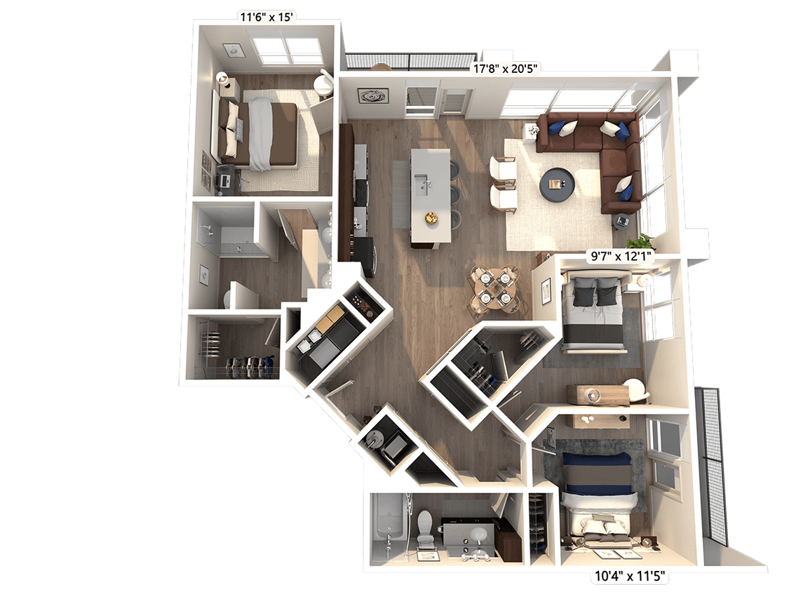 Floor Plan - C1 3 Bed 2 Bath