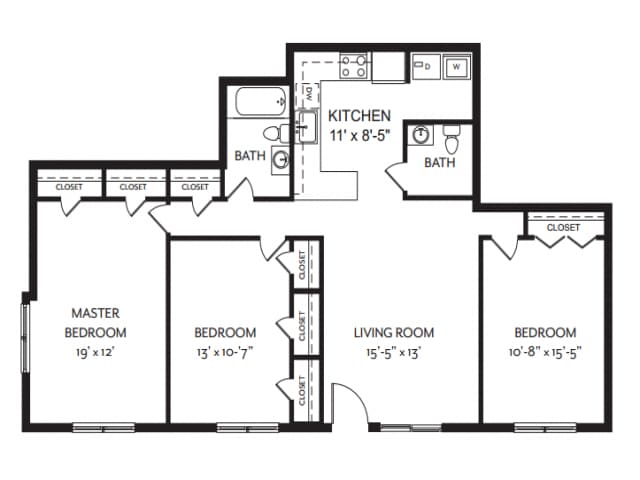 Floor Plan - 3 Bedroom 2 Bathroom A