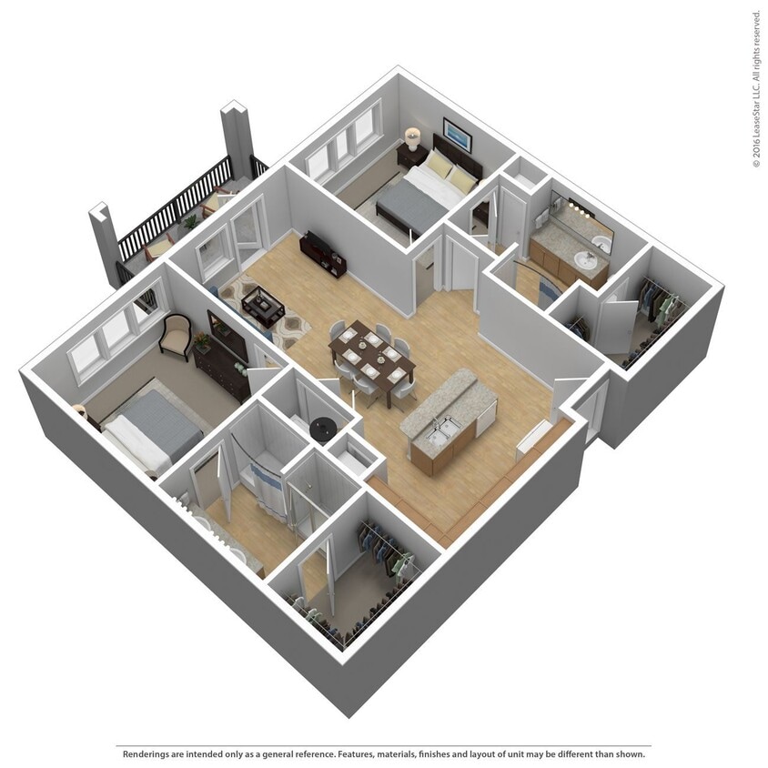 Floor Plan - 2 Bed 2 Bath 1251 SqFt (1143 Net)