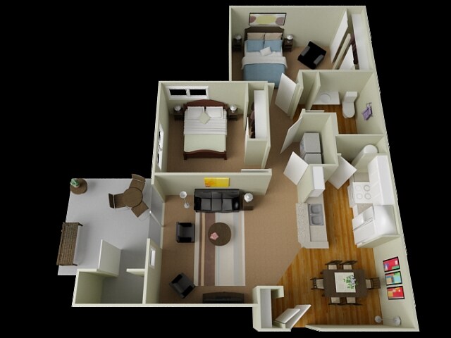 2BR/1BA - Two Bedroom One Bathroom 953 sf