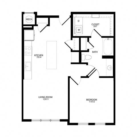 Floor Plan - One-Bedroom (A4)