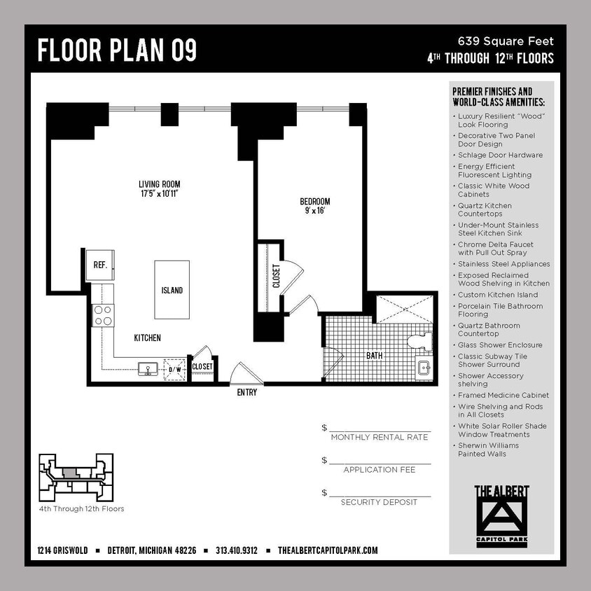 Floor Plan - 1 Bedroom Unit - A9