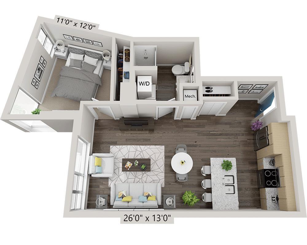 Floor Plan - One Bedroom A1O