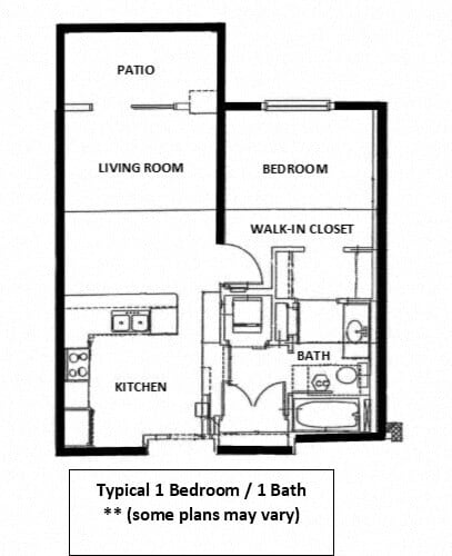 Floor Plan - 1 Bedroom 1 Bath