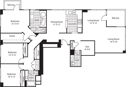 Floor Plan - Three Bedroom 1842