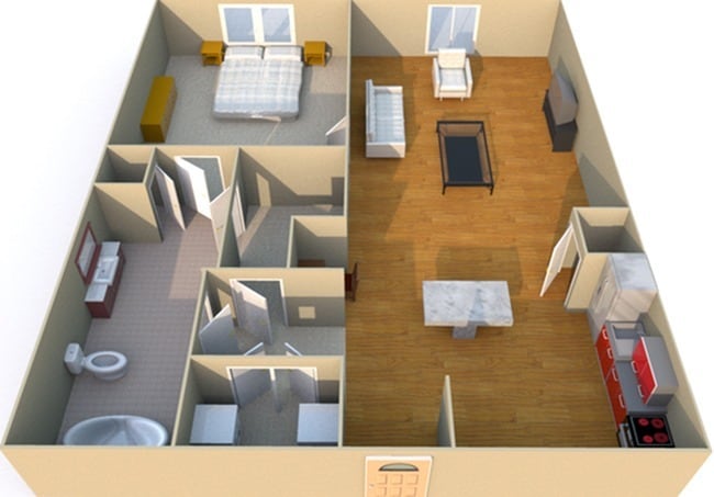 1 Bedroom Floorplan - Westwood Lofts