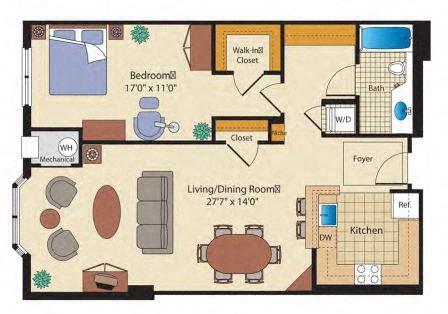 Floor Plan - 1 Bed/1 Bath-Deluxe-AX5