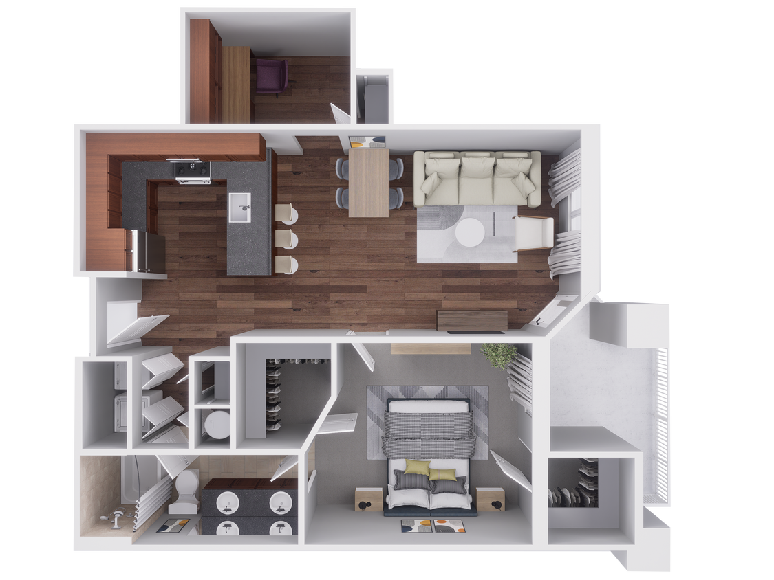Floor Plan - 1x1 900 sqft Avanti Reno