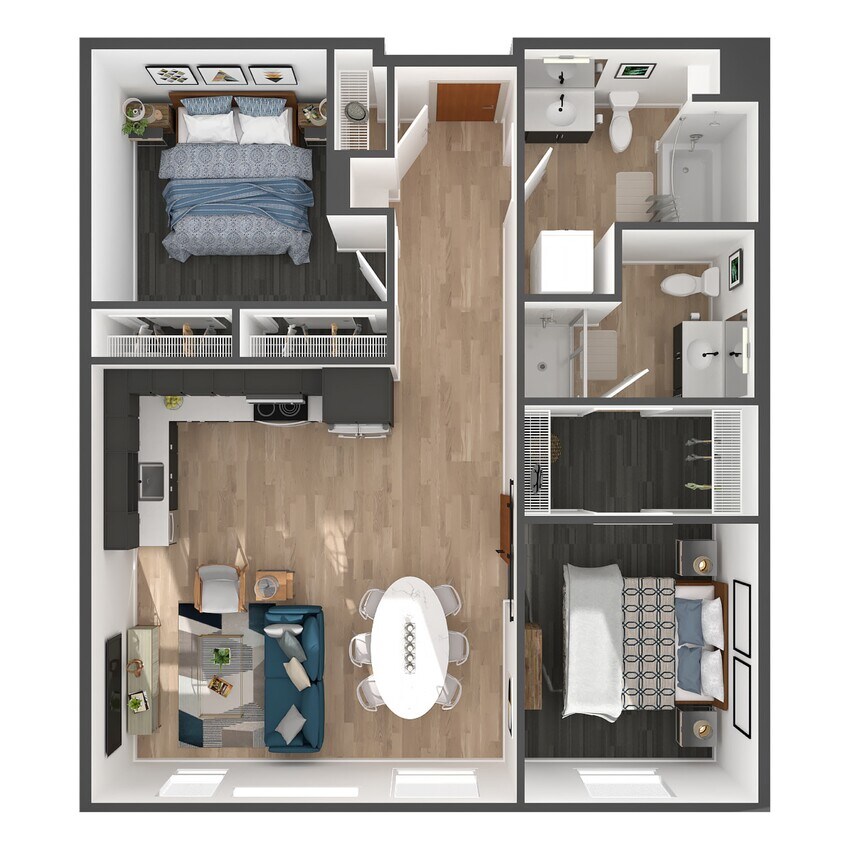 Floor Plan - 2 Bed/2 Bath-B7-1