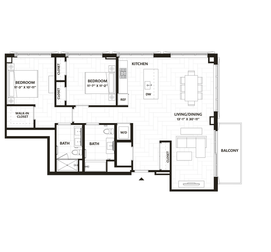 Floor Plan - 2 Bed/2 Bath-B6