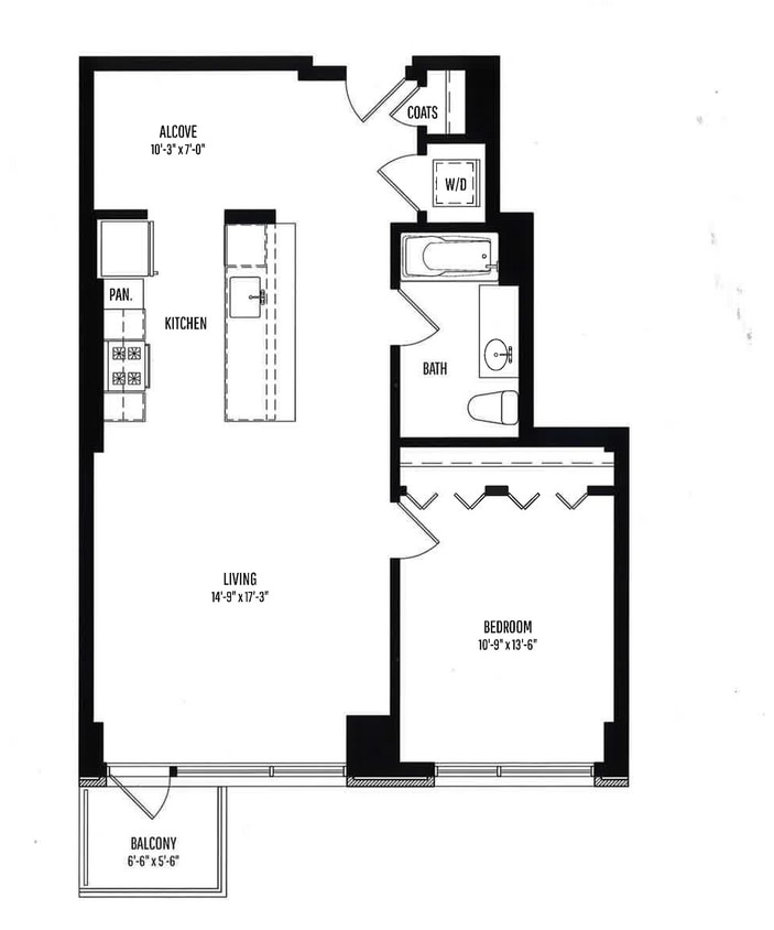 Floor Plan - 1 BR, 1 BTH