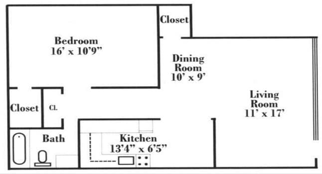 Floor Plan - 1/1 Classic