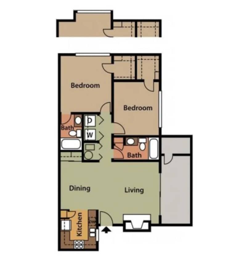 Floor Plan - 2 Bed 2 Bath F