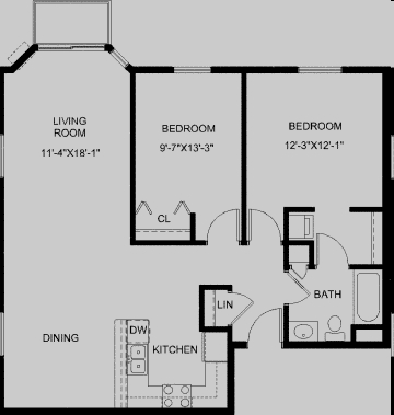 2BR/1BA - 2 Bed/1 Bath End