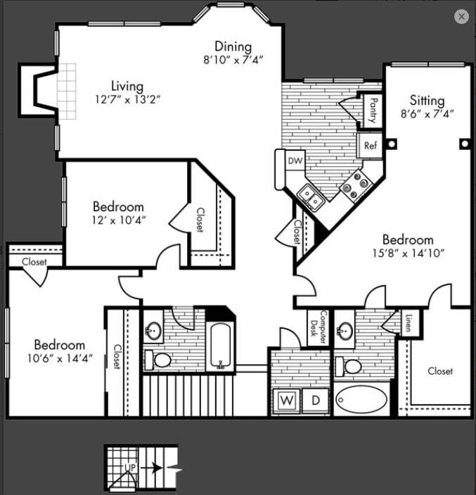 Floor Plan - Three Bed, Two Bath