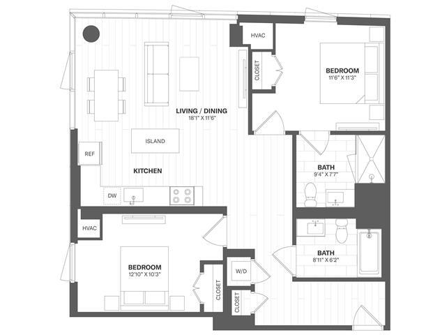 Floor Plan - 2 Bed/2 Bath-b42