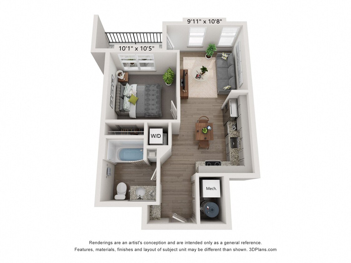 Floor Plan - 1 Bed 1 Bath