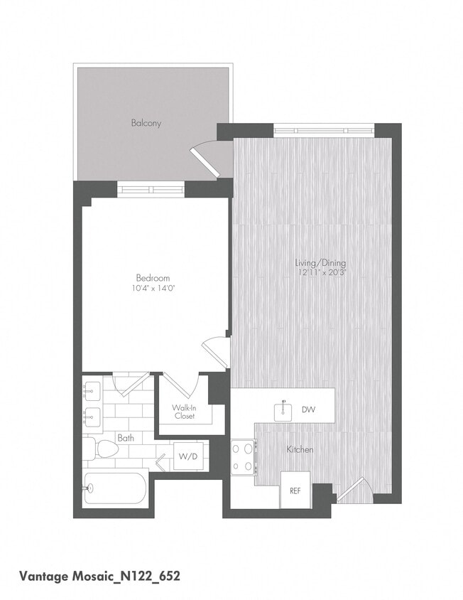 Floor Plan - 1 Bed 1 Bath - A2