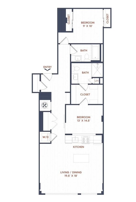 Floor Plan - 2 Bed/2 Bath-B08