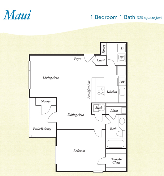 Maui - OneBR.png - A7 - Maui - One Bedroom, One Bathroom