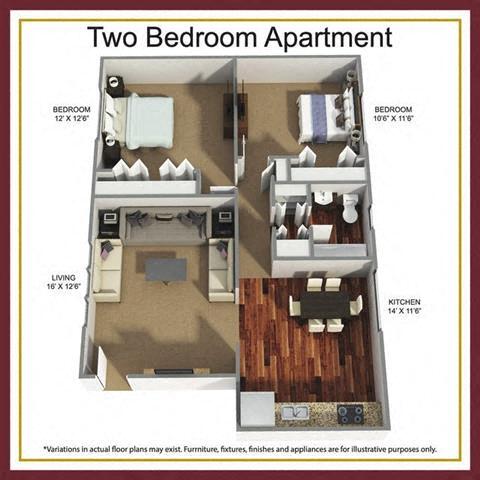 Floor Plan - Two Bedroom Apartment - Maple