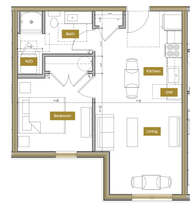 Floor Plan - 1 Bedroom Floor Plan C | Lofts North