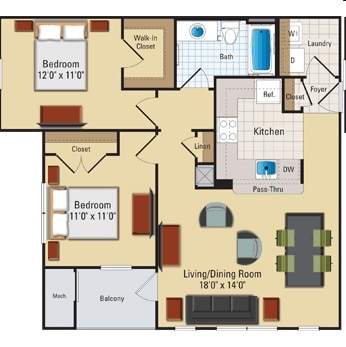2BR/1BA - B1