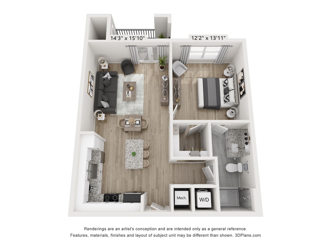 Floor Plan - Camden 1BD 1BA