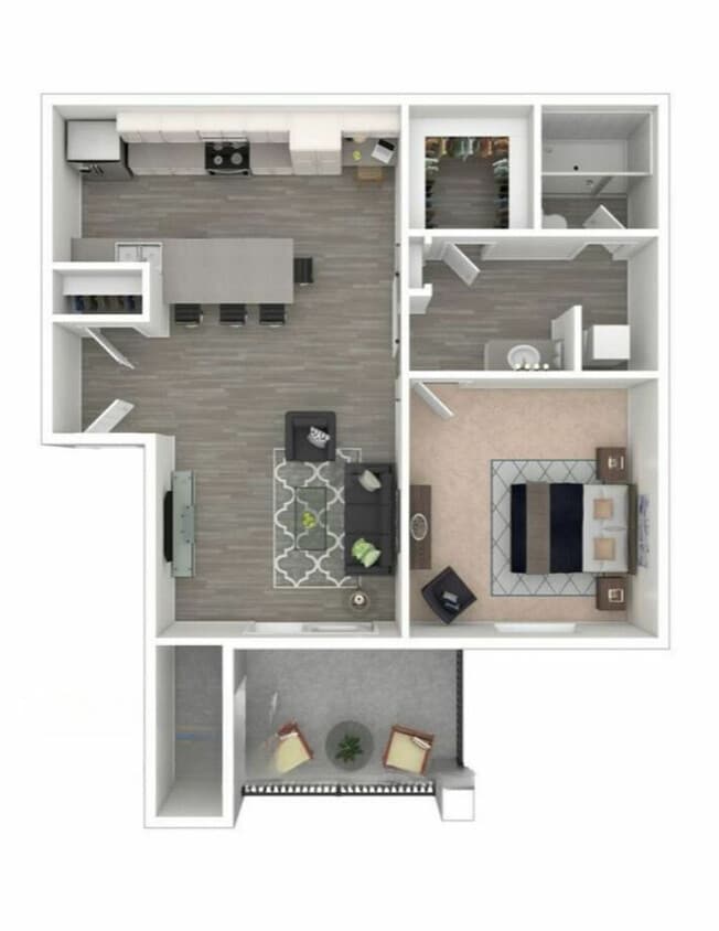 Discover your ideal modern living space with this stylish one-bedroom floor plan. - A1RR