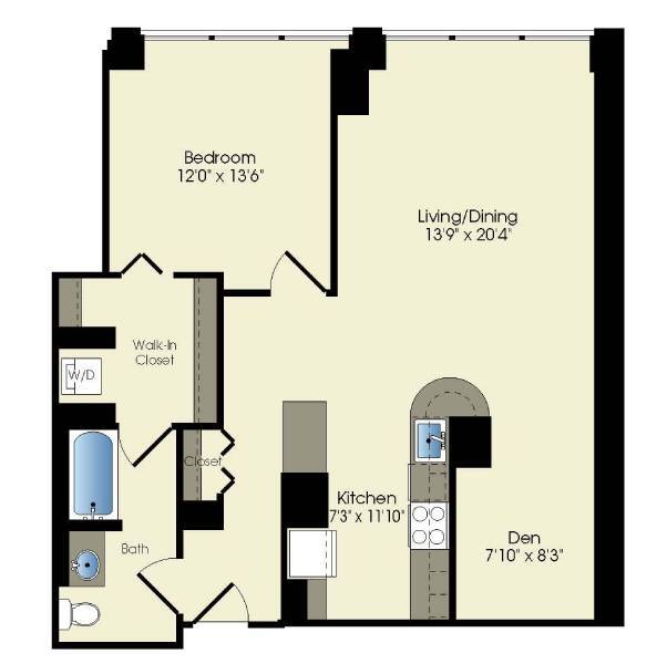 Floor Plan - 1 + den / 1 bath (T11)