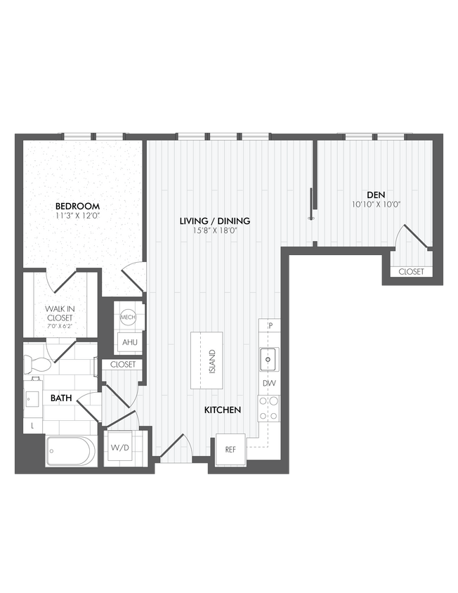 Floor Plan - 1 Bed/1 Bath Den-A18