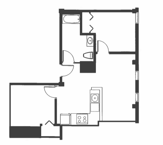 Floor Plan - 2 Bed 1 Bath - B1i