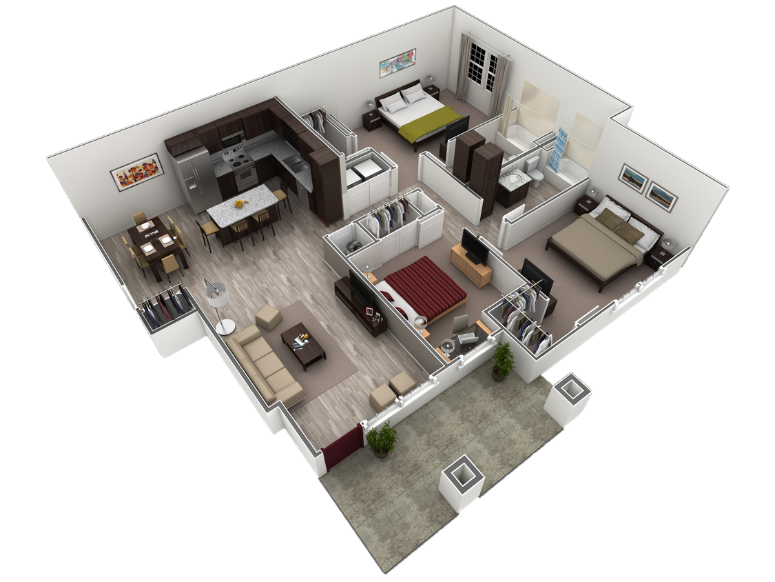 Floor Plan - 3 BR Grand Courtyard