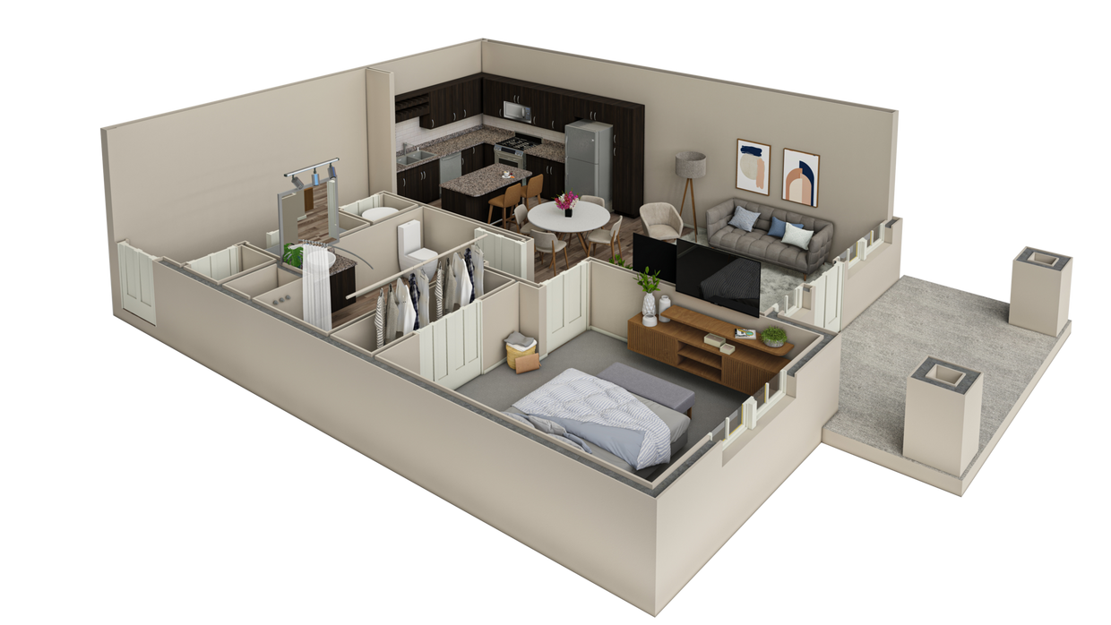 Floor Plan - 1 BR Vue Courtyard