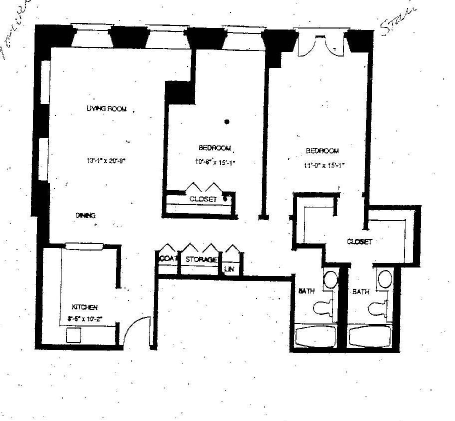 Floor Plan - Mass Mills I 2BR/2BA