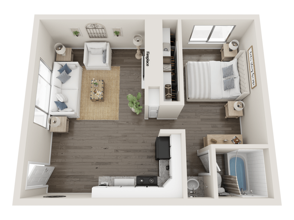 Floor Plan - One Bedroom B - Corporate Suites