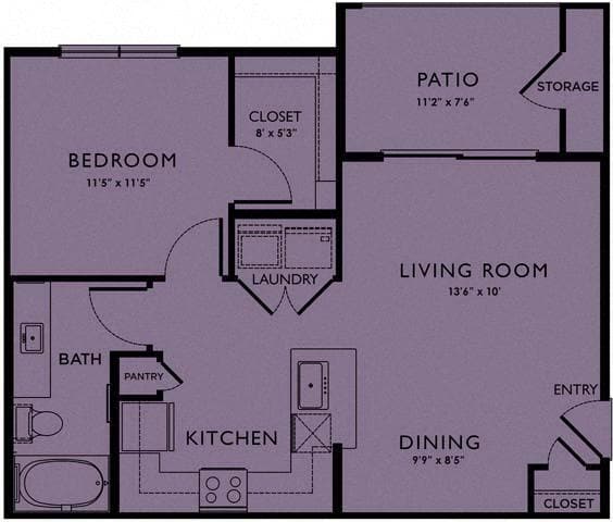 Floor Plan - One-Bedroom (A2)