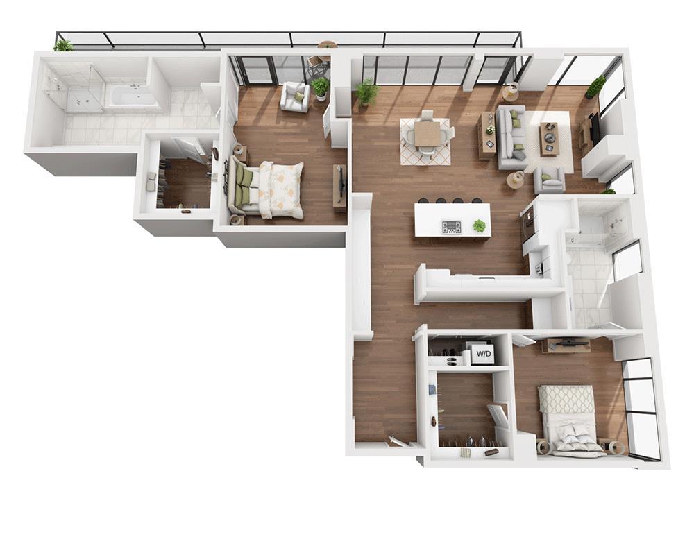 Floor Plan - Two Bedroom Penthouse B2D-PH