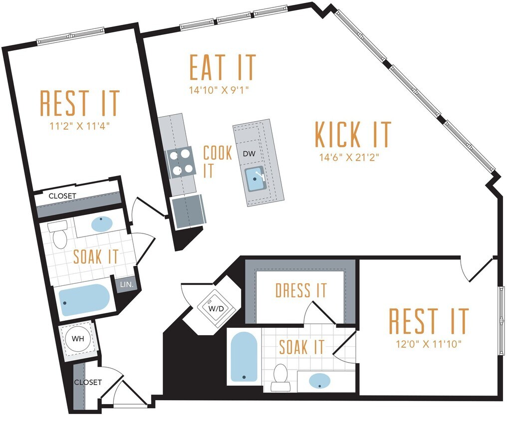 Floor Plan - 2 Bed 2 Bath