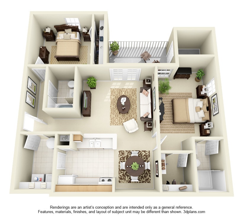 Floor Plan - Two Bedroom Two Bathroom