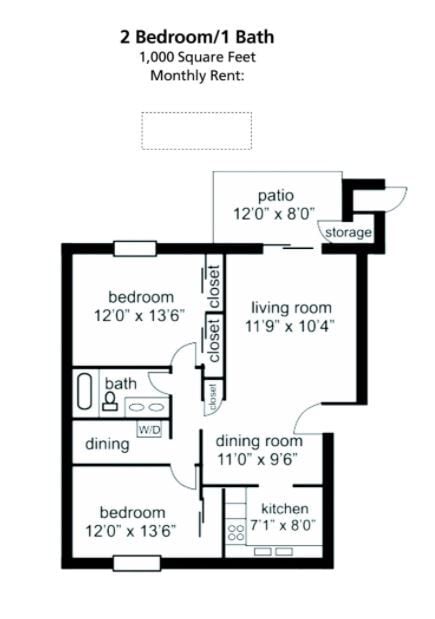 Floor Plan - 2BD/1BA