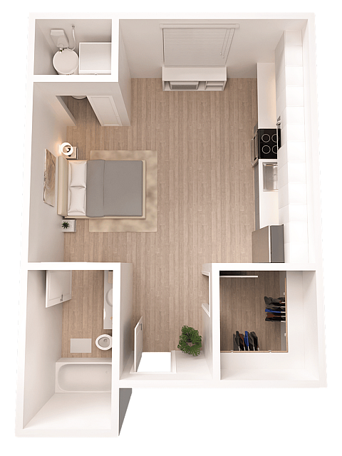The Neon | Studio | 481 Square Feet - The Neon