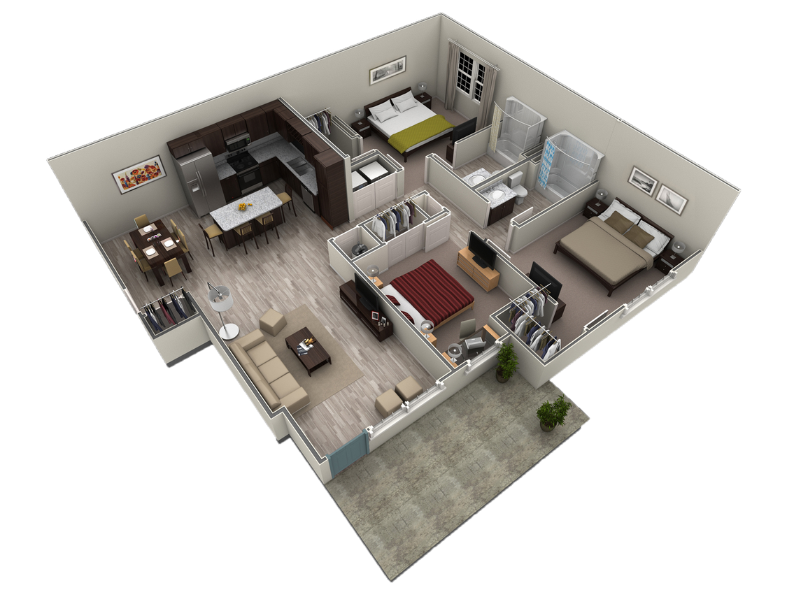 Floor Plan - 3 BR Grand Courtyard Garage