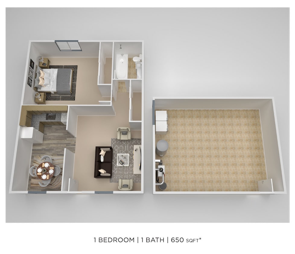 Floor Plan - One Bedroom - 650 sqft