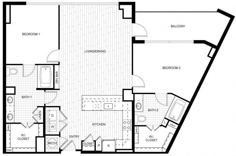 Floor Plan - 2 Bed/2 Bath-T_C04