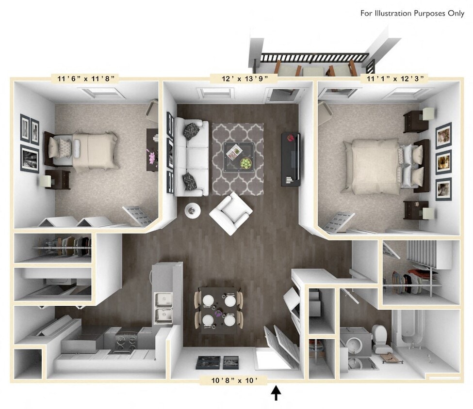 Floor Plan - The Veneto 2 BR 1 BA