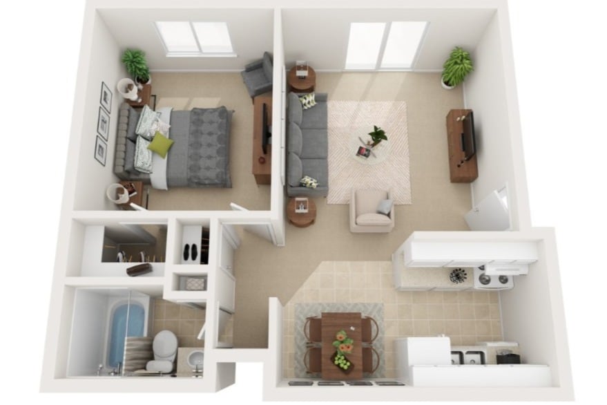 1 Bedroom 1 Bath Floor Plan - Spacious 1 Bedroom 1 Bathroom Apartment Home