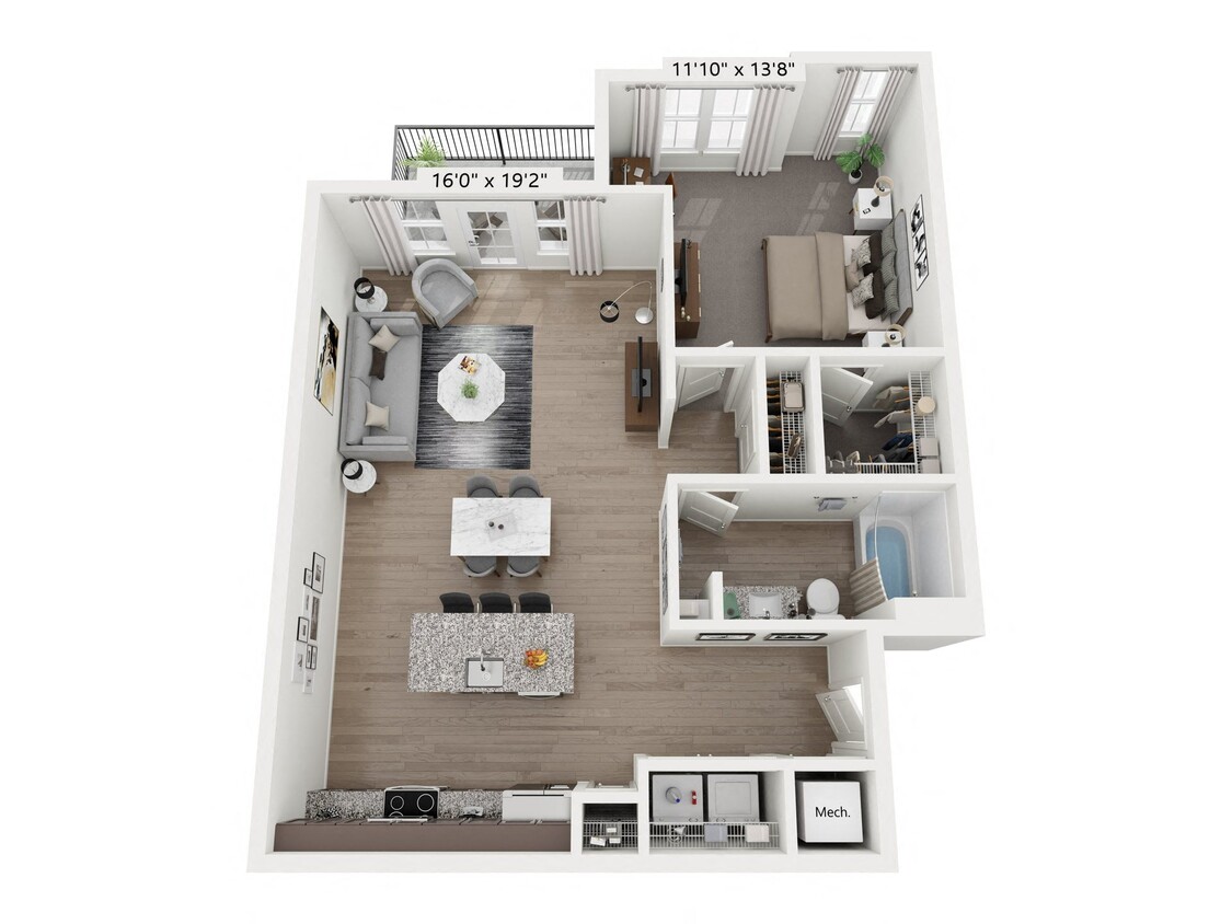 Floor Plan - 1 Bed 1 Bath