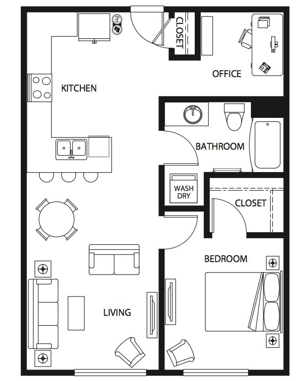 Floor Plan - One Bedroom + Den AD4