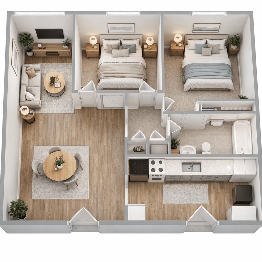 Floor Plan - 2 Bedroom Gardens I